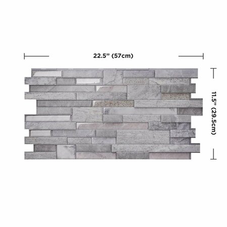 Smart Tiles 11.4 in. W X 22.5 in. L Gray Multiple Finish (Mosaic) Vinyl Adhesive Wall Tile 2 pc SM1220D-02-QG